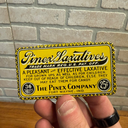 Original Pinex Laxatives Medical Rx Tins Empty Pharmacy Medicine Tin 1900s Nos
