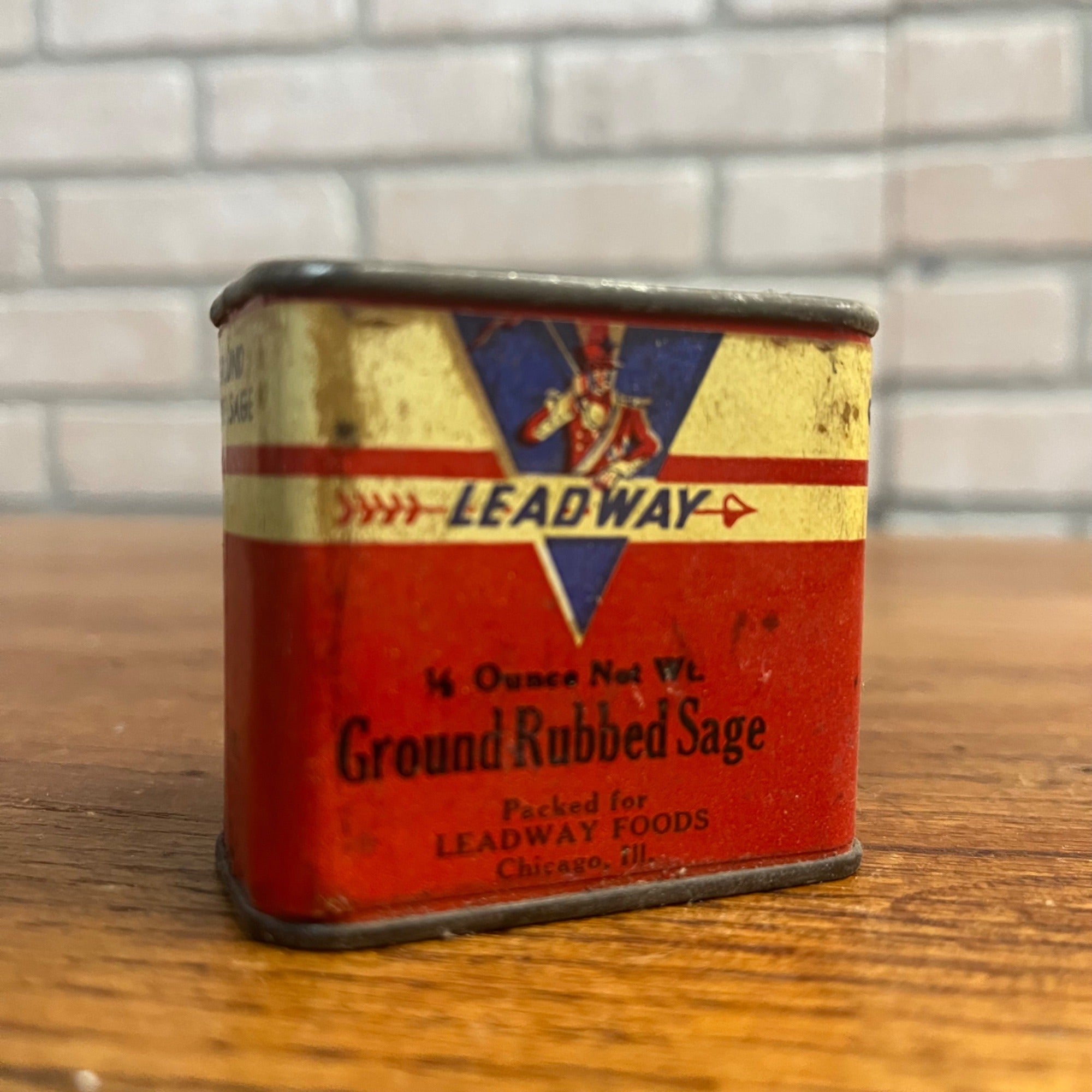 Vintage Leadway Sage Chciago IL Spice Tin Kitchen Decor