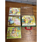 Vintage Federal Republic of Germany Children's Fairy Tale Picture Puzzle Block Set In Plastic Storage Case