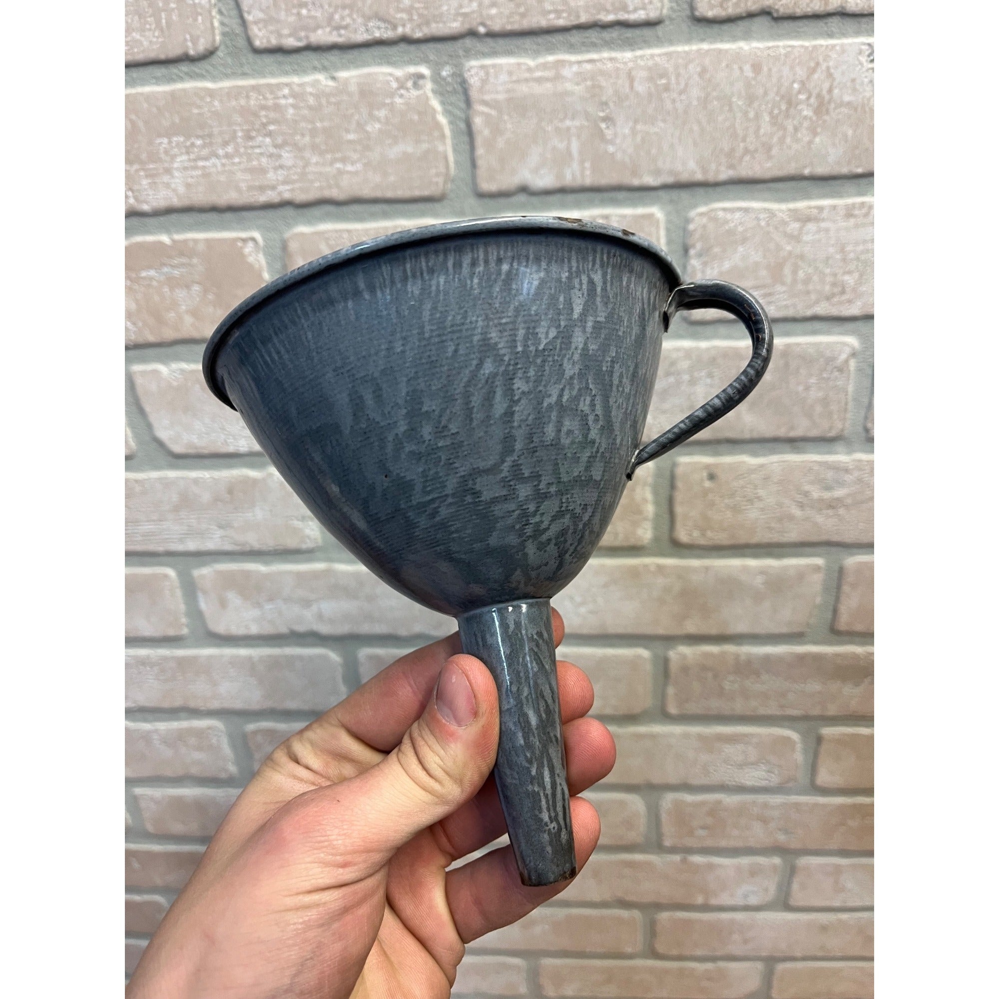 Antique Primitive Grey Graniteware Enamelware Funnel Canning Farmhouse Kitchen Decor