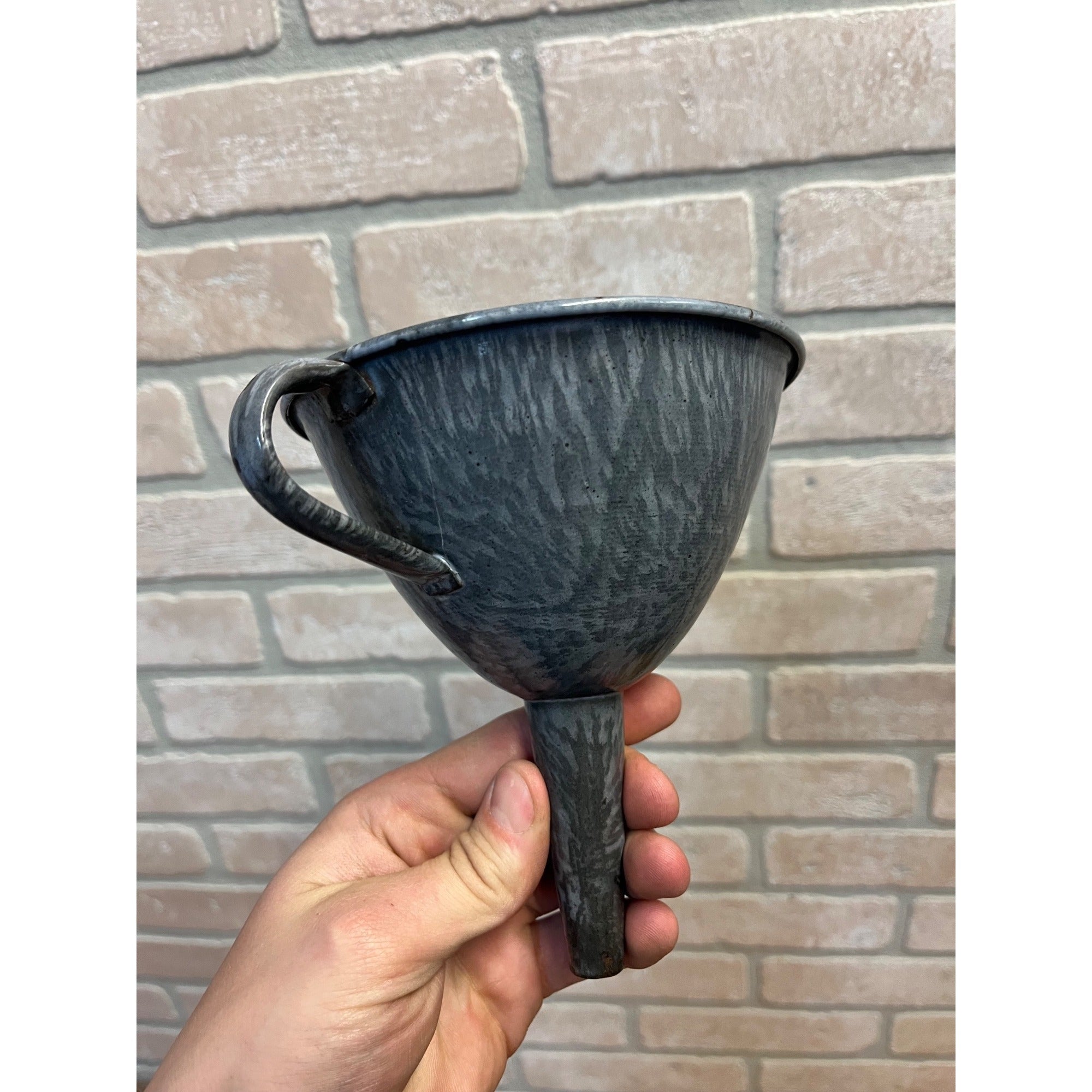 Antique Primitive Grey Graniteware Enamelware Funnel Canning Farmhouse Kitchen Decor