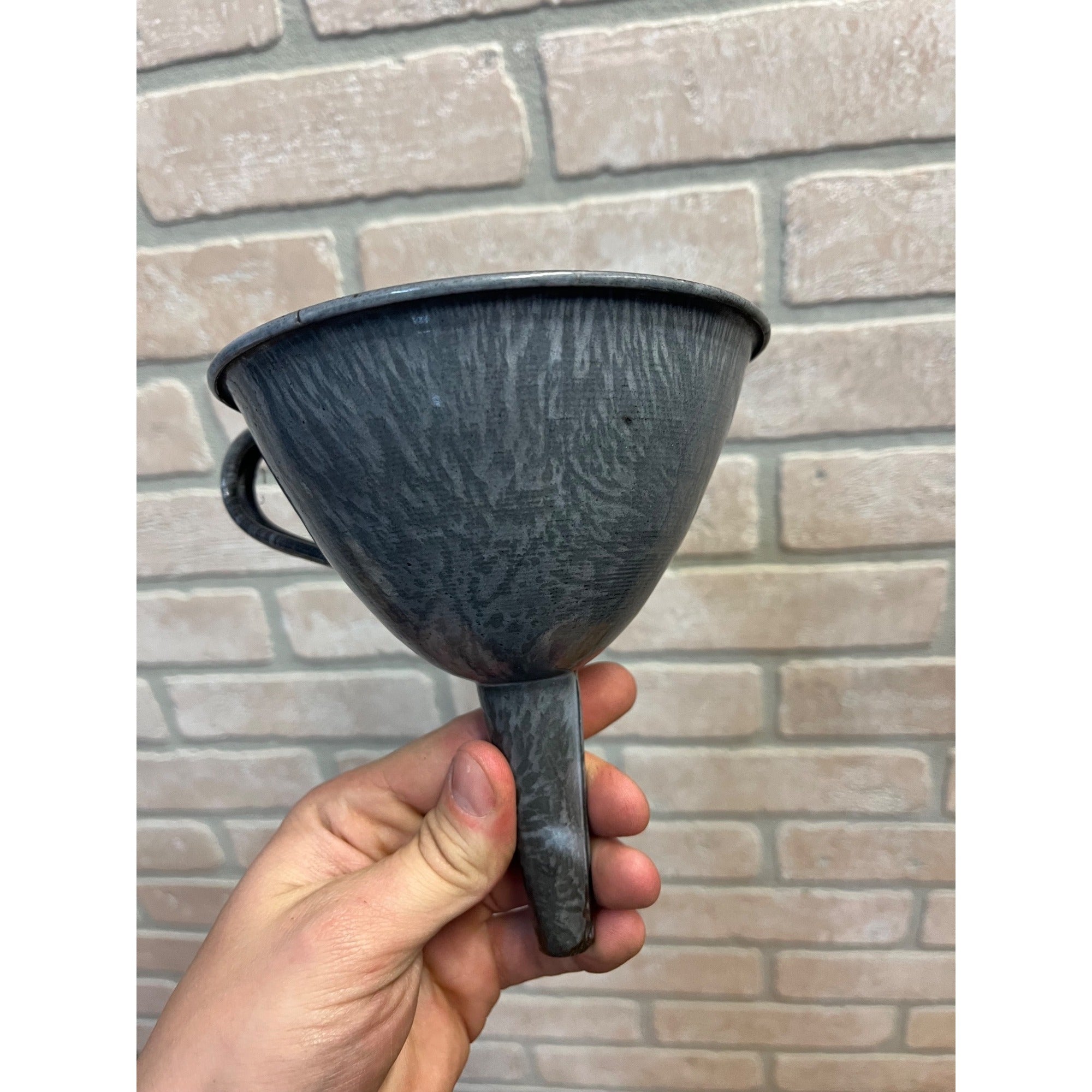 Antique Primitive Grey Graniteware Enamelware Funnel Canning Farmhouse Kitchen Decor