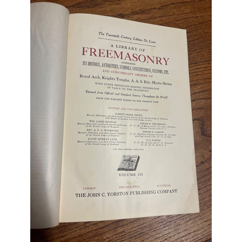 Antique Freemasonry Book "A Library of Freemasonry" 1911 - As-Is - Masonic