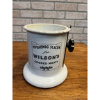 Vintage 1900s Wilsons Meat Slicer Porcelain Cast Iron Advertising Display Deli