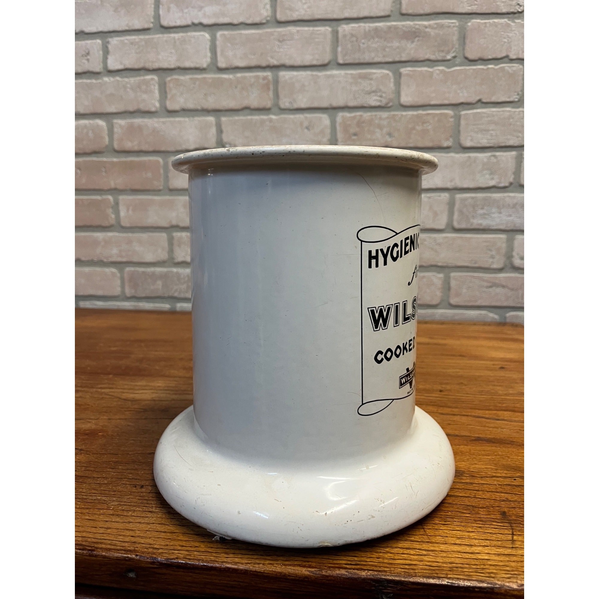 Vintage 1900s Wilsons Meat Slicer Porcelain Cast Iron Advertising Display Deli