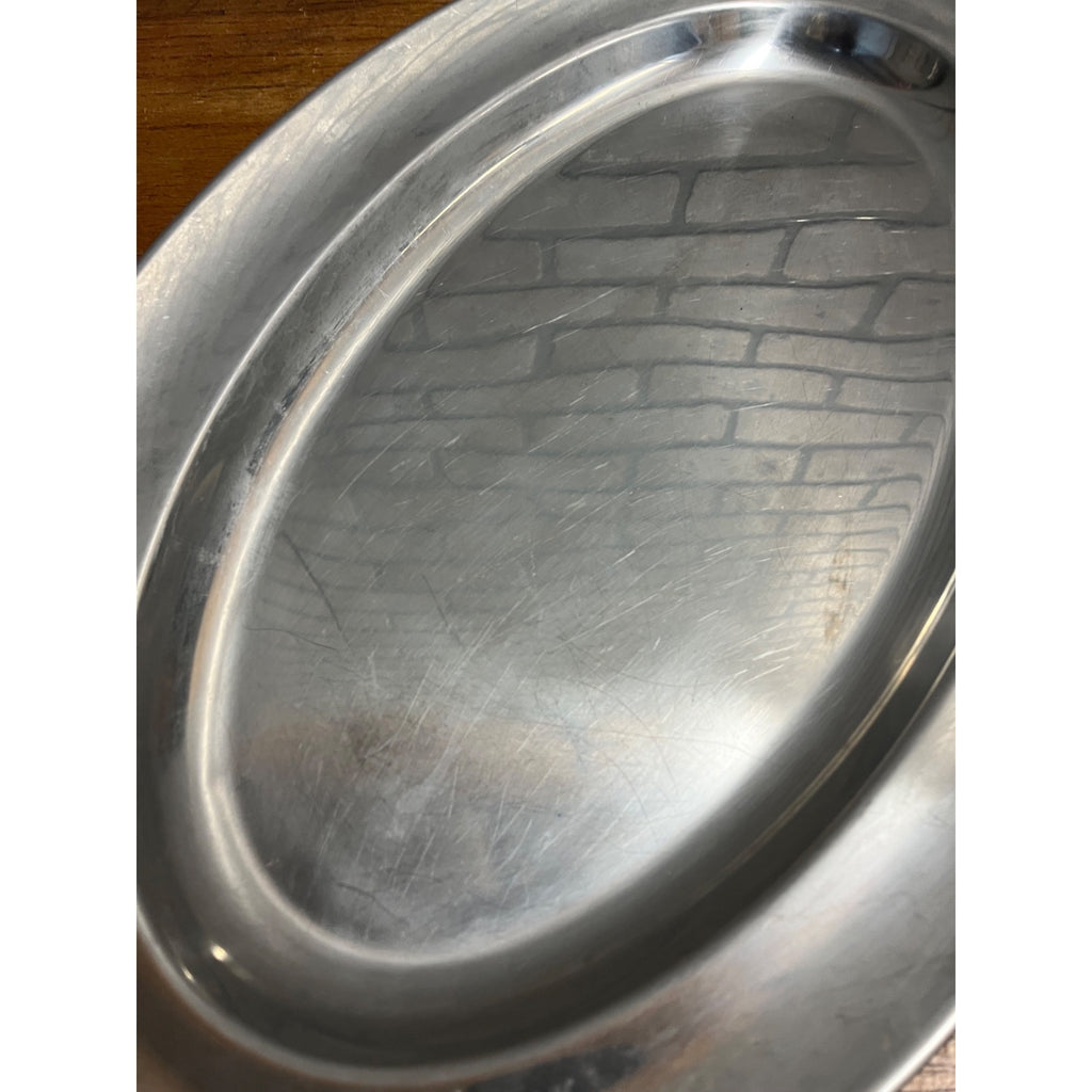 Vintage 1960s MCM Stainless Serving Oval Platter Meat Tray Gense Sweden Large 22