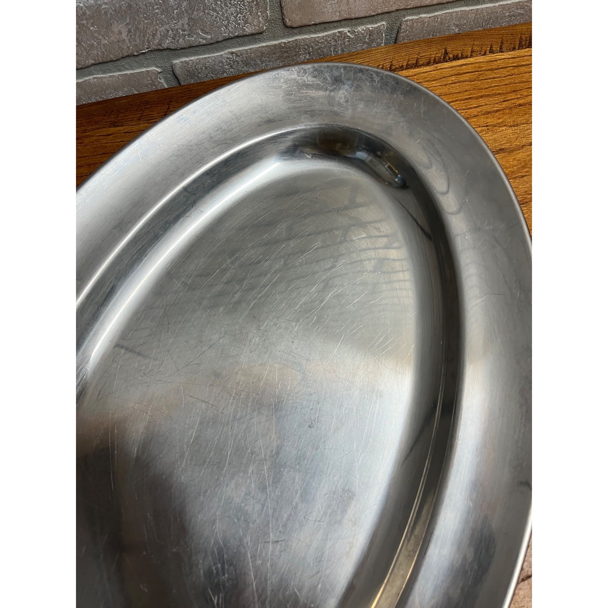 Vintage 1960s MCM Stainless Serving Oval Platter Meat Tray Gense Sweden Large 22