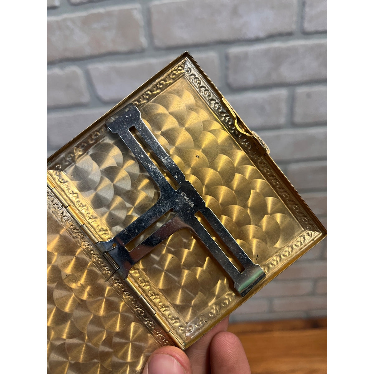 Vintage 1930s Art Deco Evans Nickel-Plated Brass Cigarette Case Holder Engraved Monogram