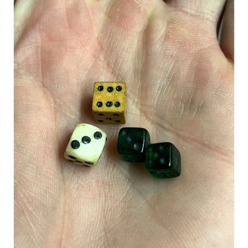 Vintage Miniature Dice Lot Glass Game Dice Pocket Travel Gaming 6mm & 8mm