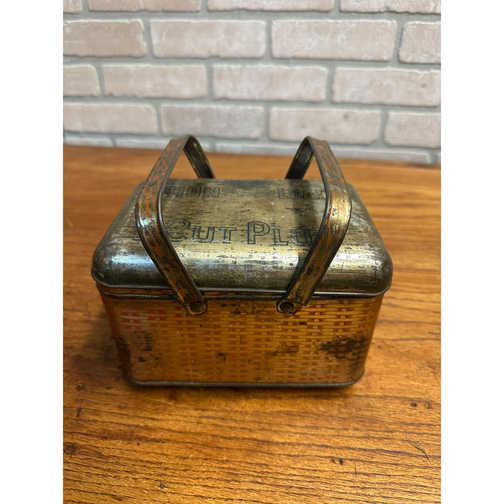 Vintage 1900s UNION LEADER Cut Plug Tobacco Advertising Tin Lunch Box