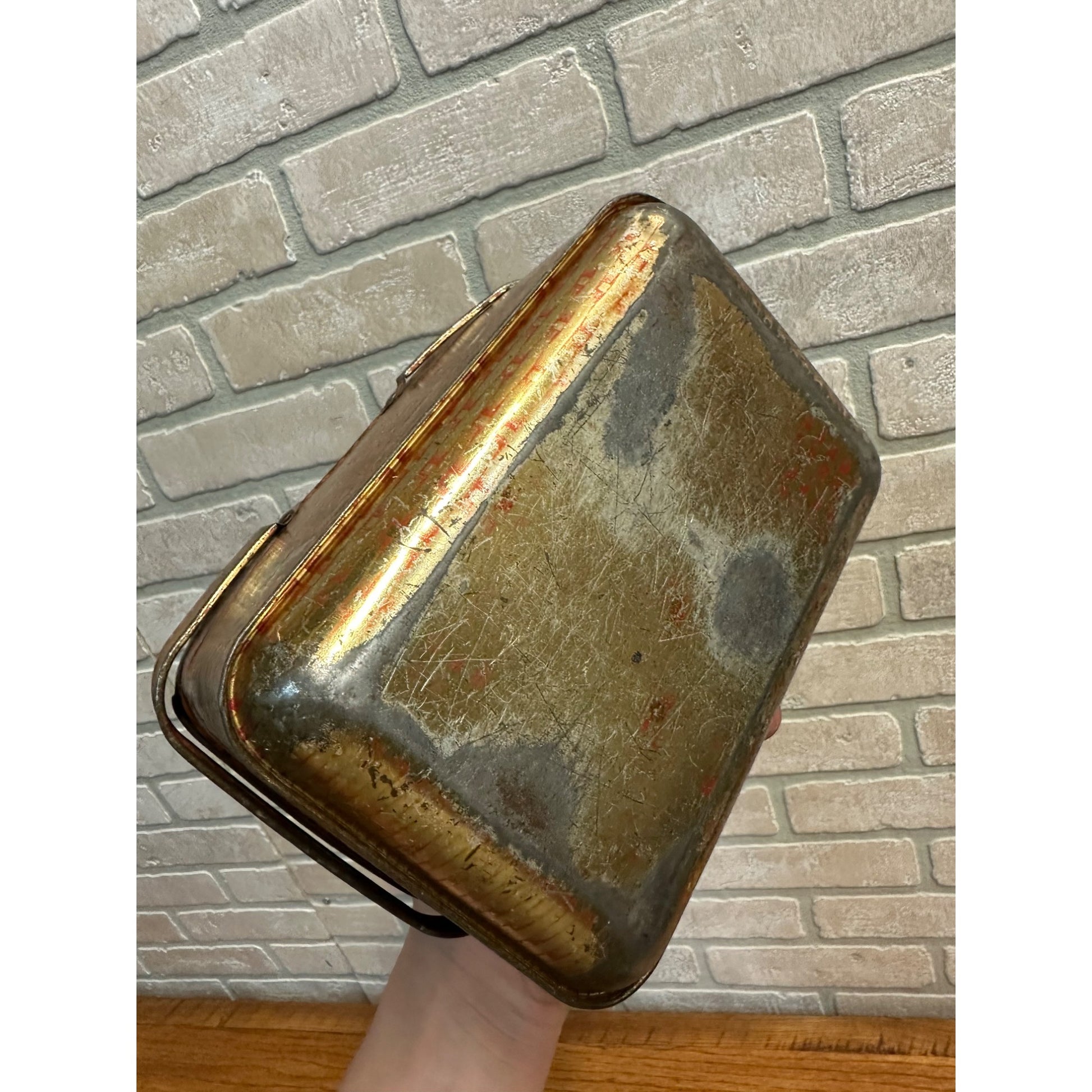 Vintage 1900s UNION LEADER Cut Plug Tobacco Advertising Tin Lunch Box