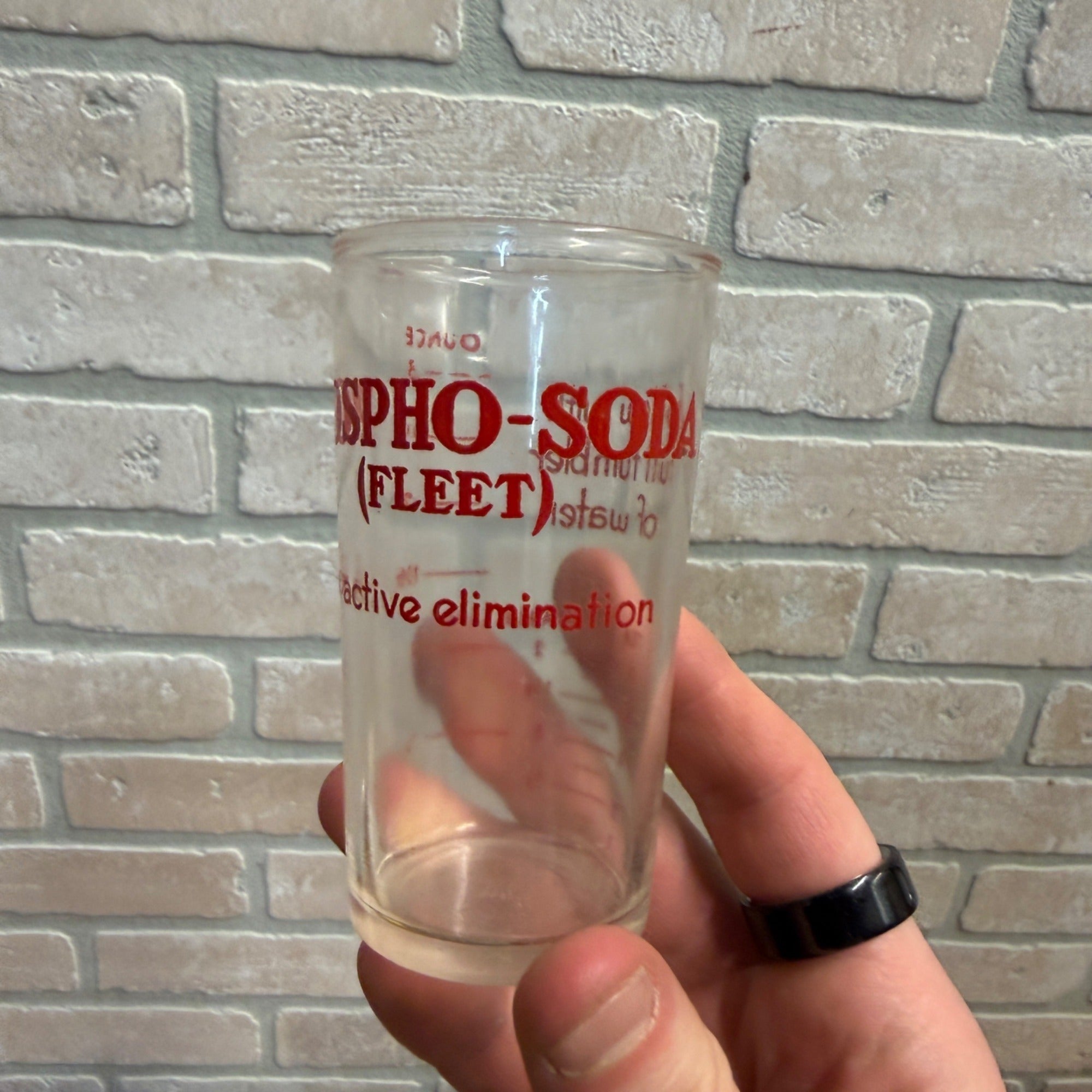 VINTAGE ADVERTISING MEASURING GLASS FLEET LAXATIVE PHOSPHO-SODA