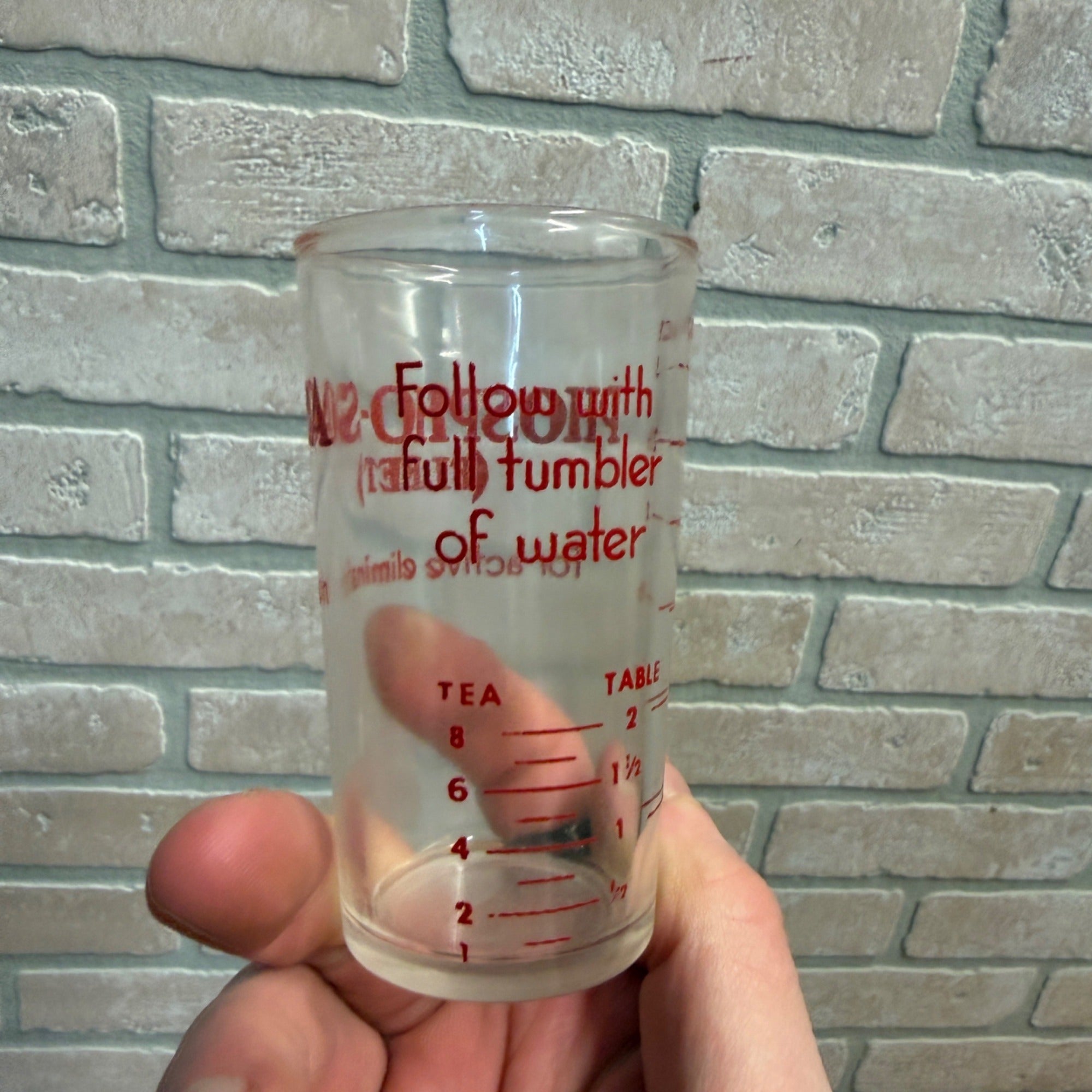 VINTAGE ADVERTISING MEASURING GLASS FLEET LAXATIVE PHOSPHO-SODA