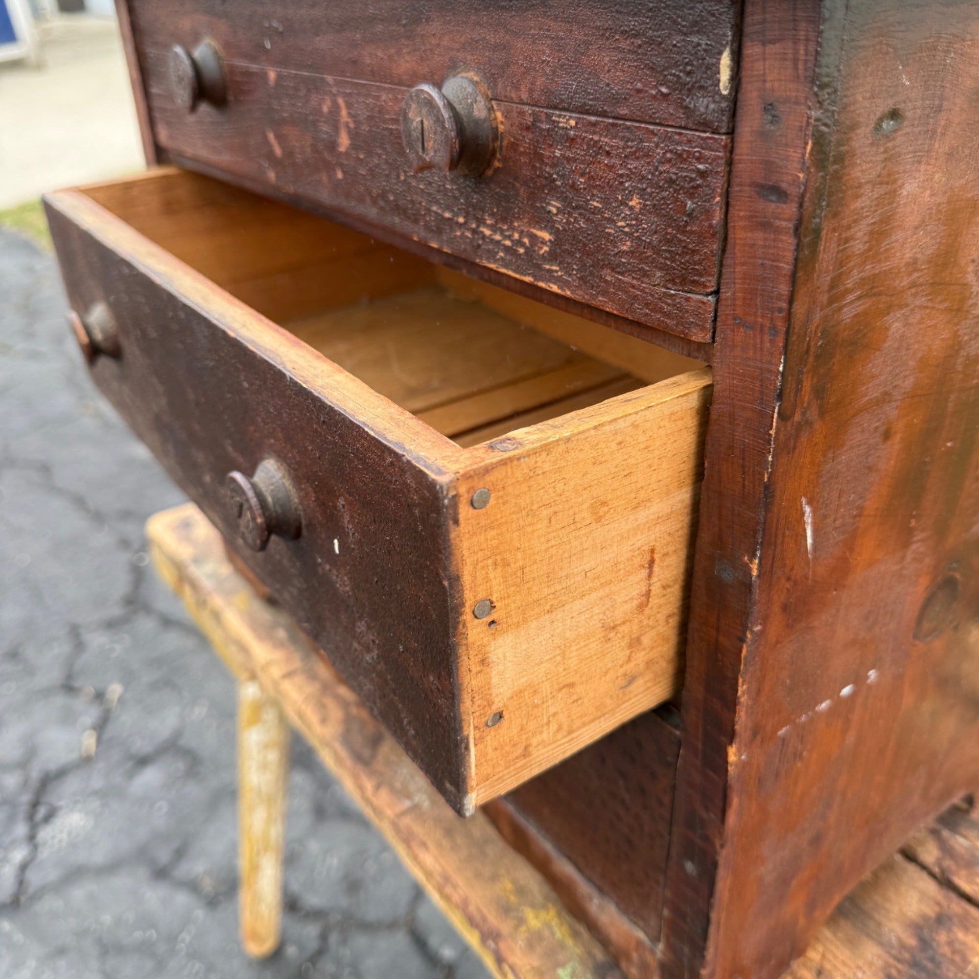 Antique 19th c. Wood Miniature 3-Drawer Chest Americana AAFA Victorian