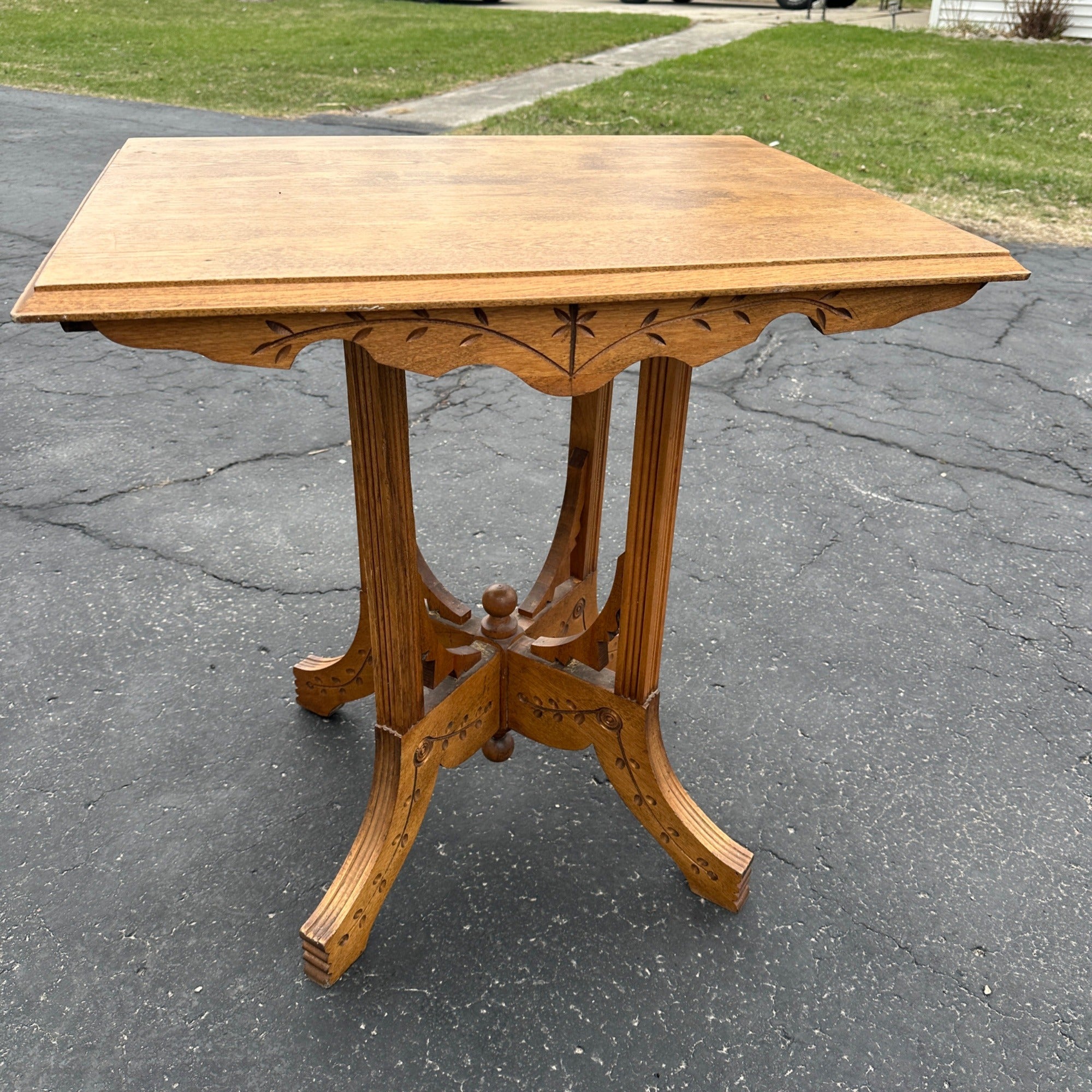 Victorian Eastlake Style Parlor Game Side Table Wooden