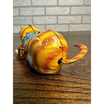 Vintage 1960s Cat Chasing Ball Tin Litho Toy Made in Japan WIndup