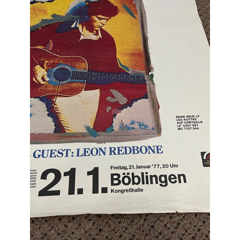 Vintage 1977 Leo Kottke Concert Promo Poster German Europe Tour Boblingen