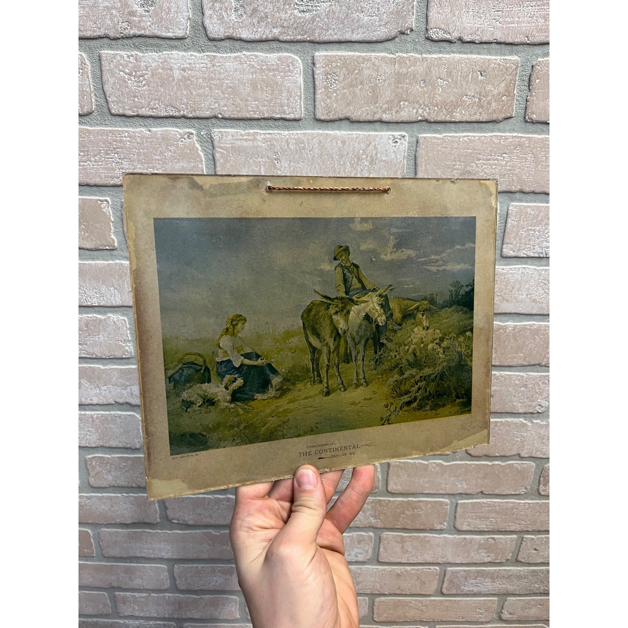 Vintage c1910s Continental Department Store Glass Advertising Sign Oshkosh Wis