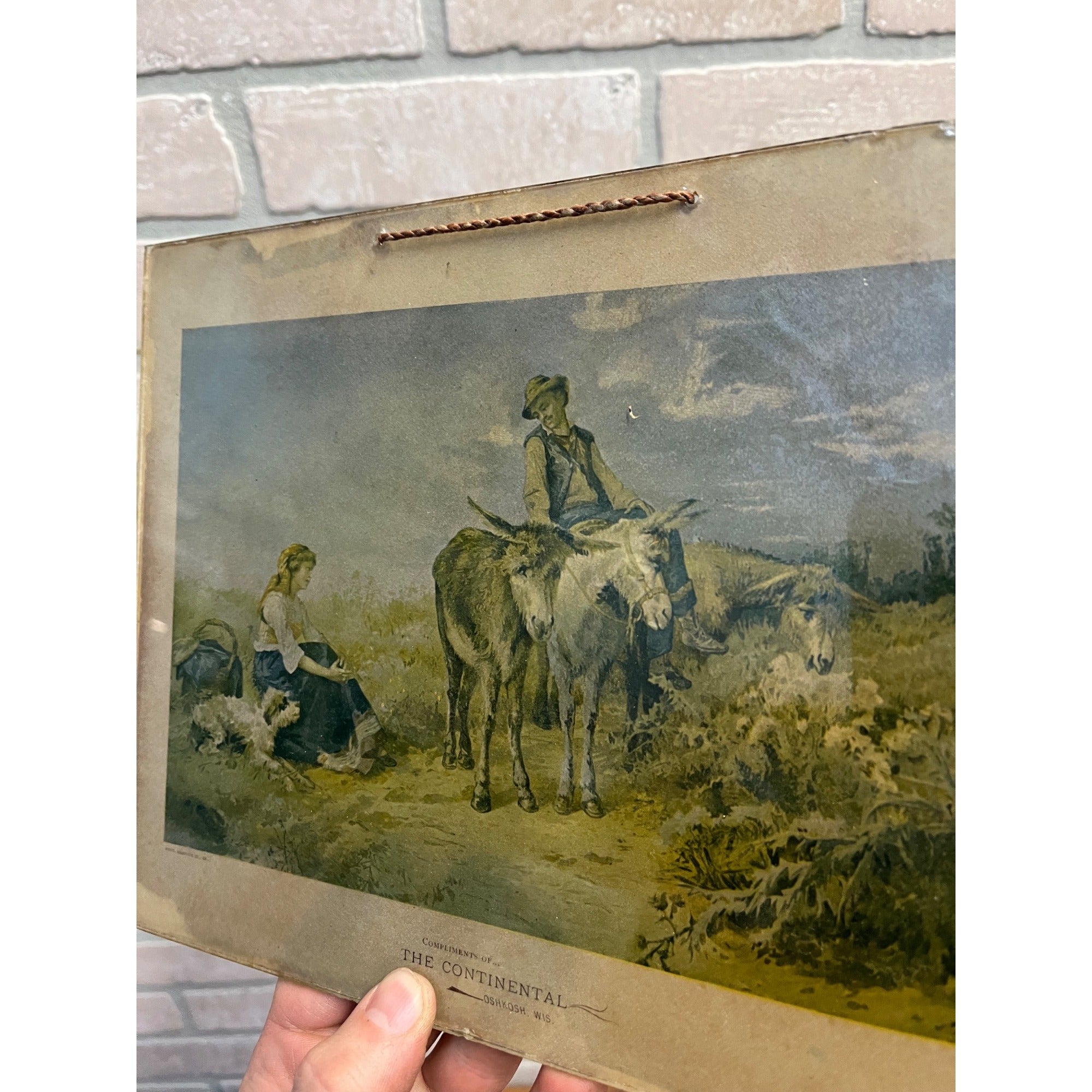 Vintage c1910s Continental Department Store Glass Advertising Sign Oshkosh Wis