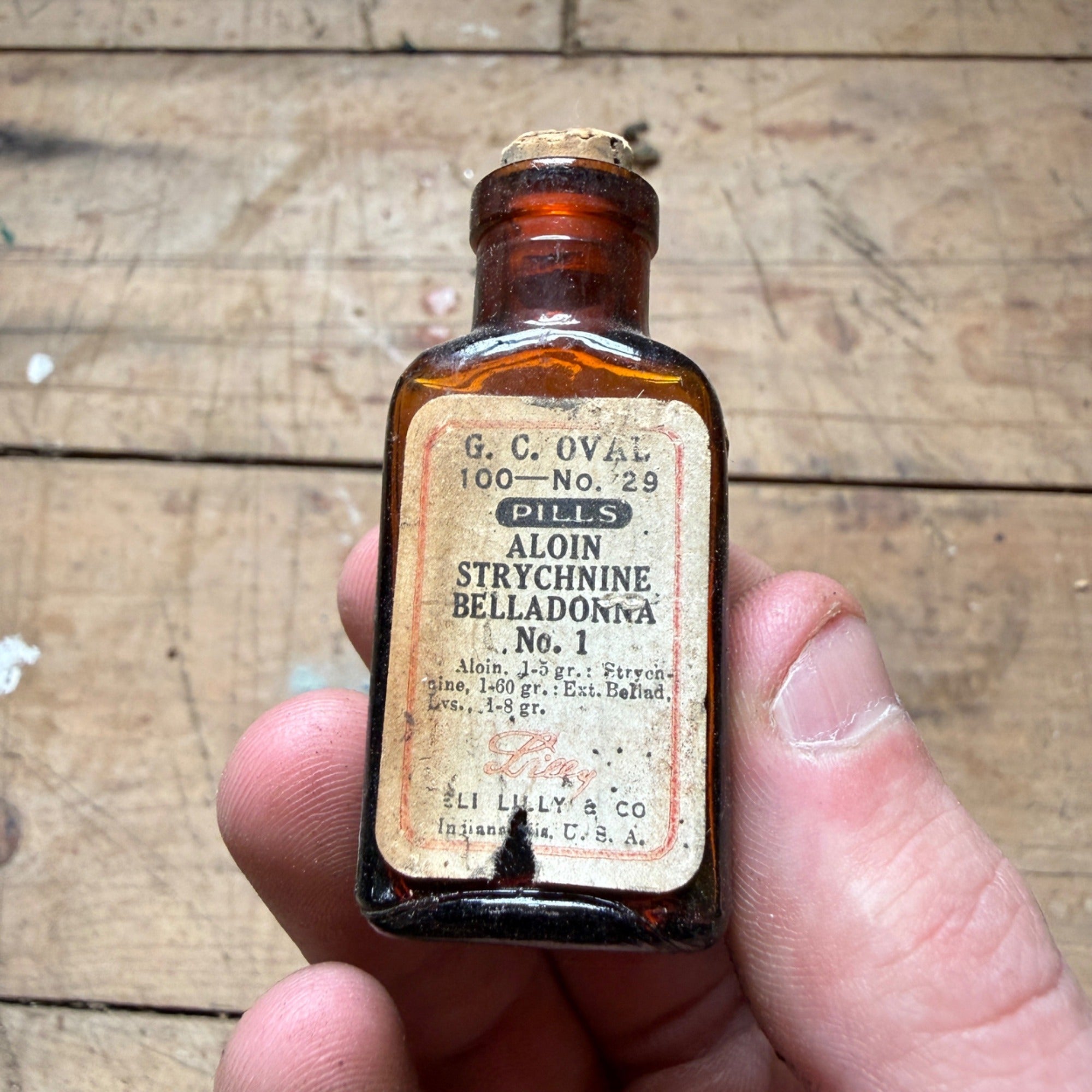 Antique Aloin Strychnine Belladonna Pills Eli Lilly Pharmacy Bottle No 1