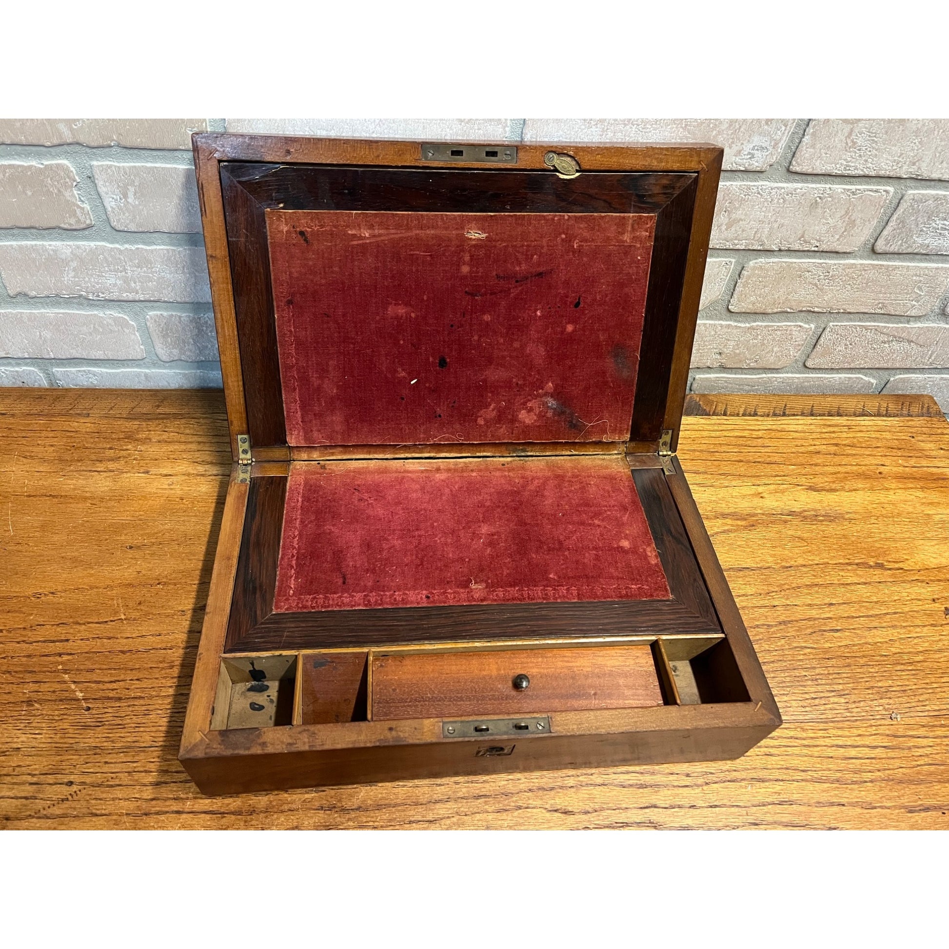 Antique 19th c. Portable Wooden Lap Field Desk Victorian 1800s
