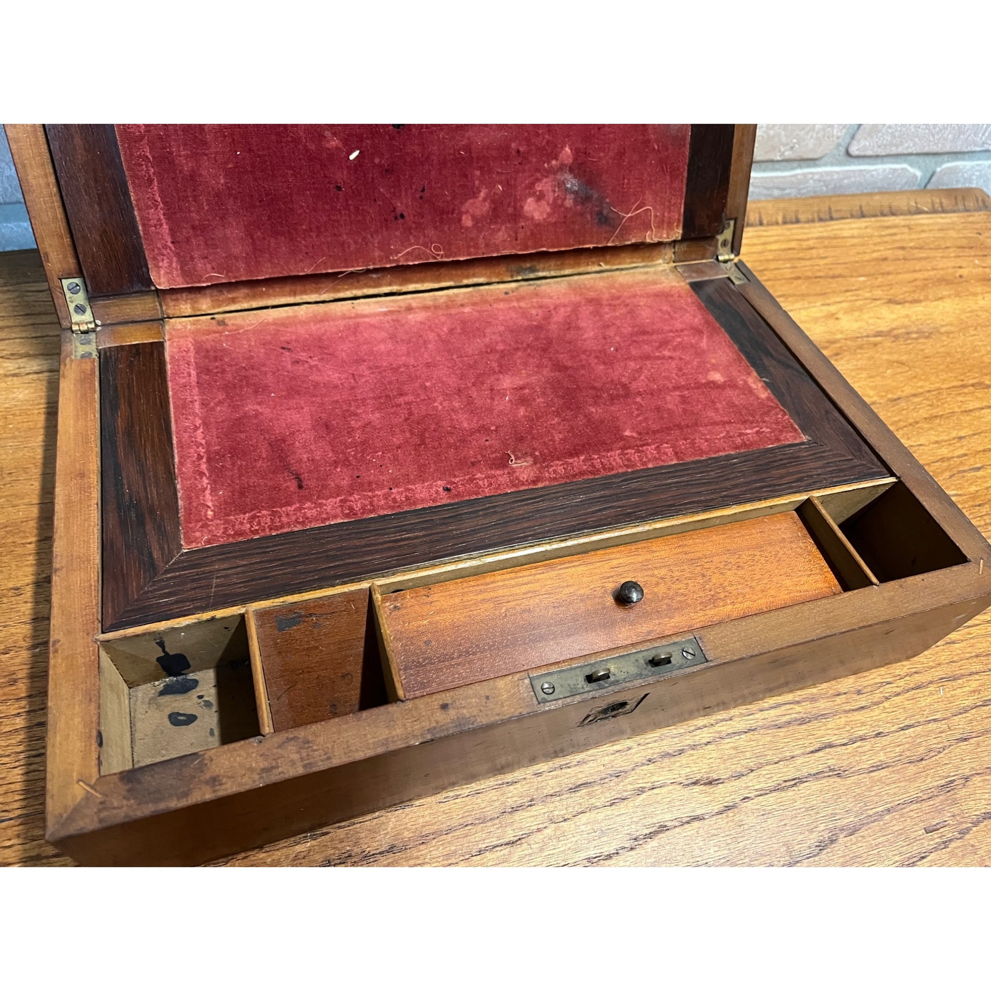 Antique 19th c. Portable Wooden Lap Field Desk Victorian 1800s