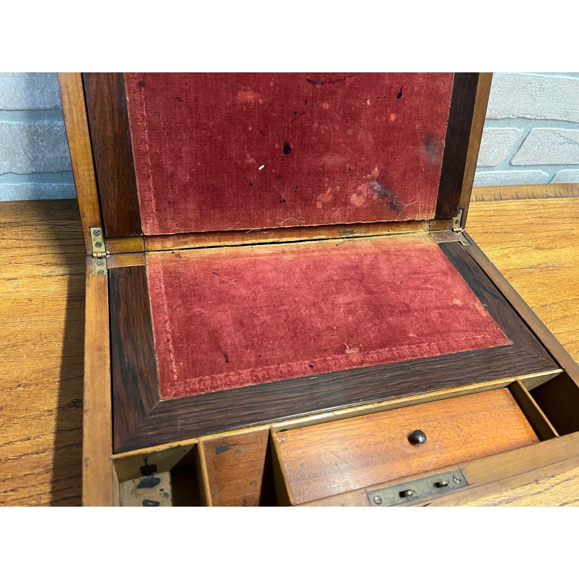 Antique 19th c. Portable Wooden Lap Field Desk Victorian 1800s
