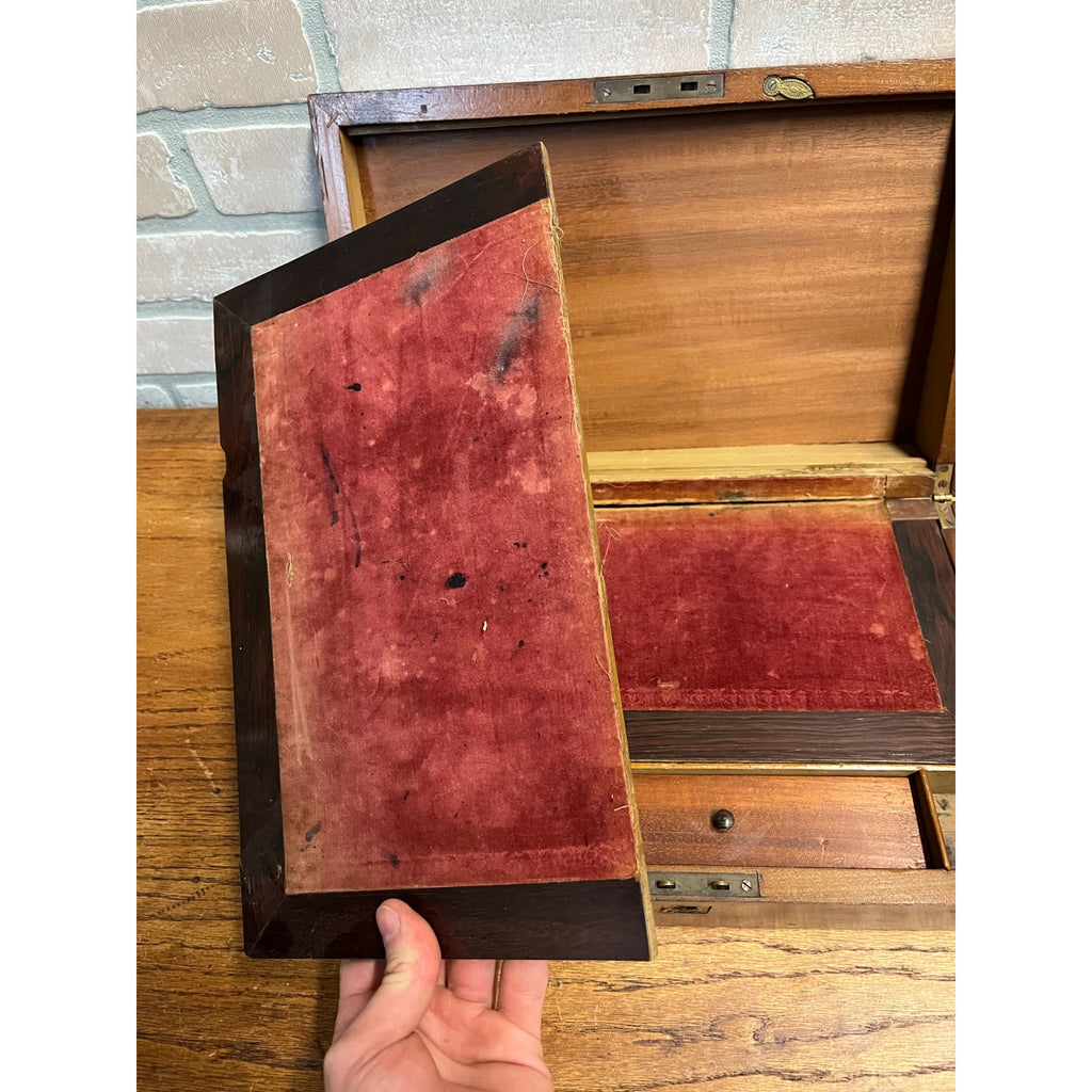 Antique 19th c. Portable Wooden Lap Field Desk Victorian 1800s
