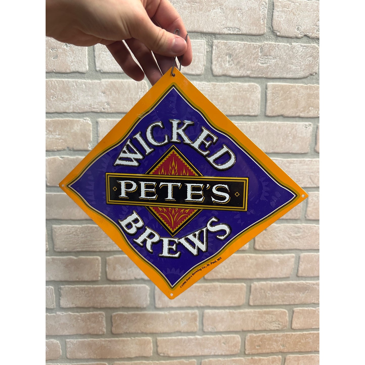 Vintage 1996 Pete's Wicked Brews Embossed Tin Metal Craft Beer Bar Sign