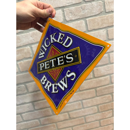 Vintage 1996 Pete's Wicked Brews Embossed Tin Metal Craft Beer Bar Sign