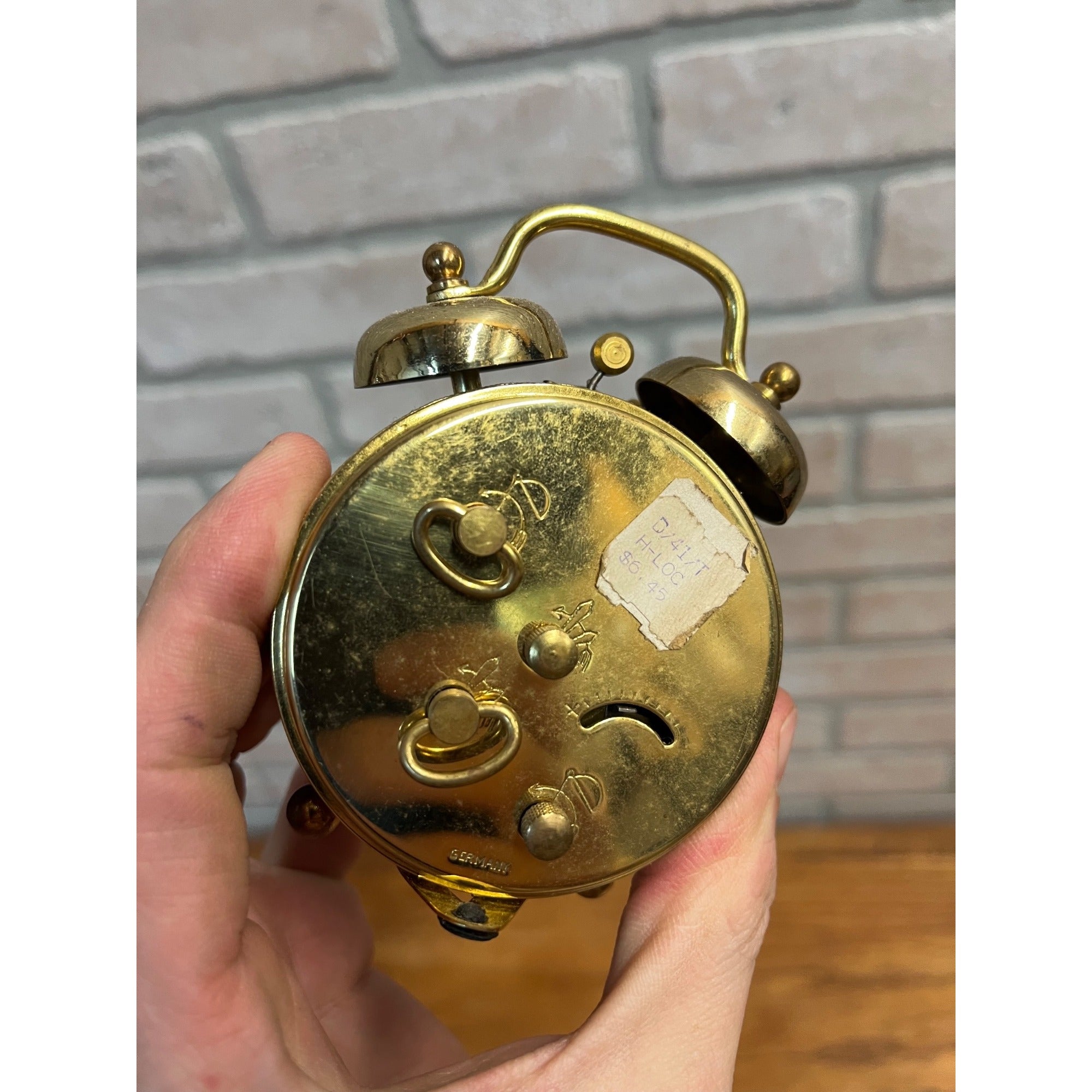 Vintage Windup Brass Alarm Clock w/ UV Glow Uranium Hands - Germany