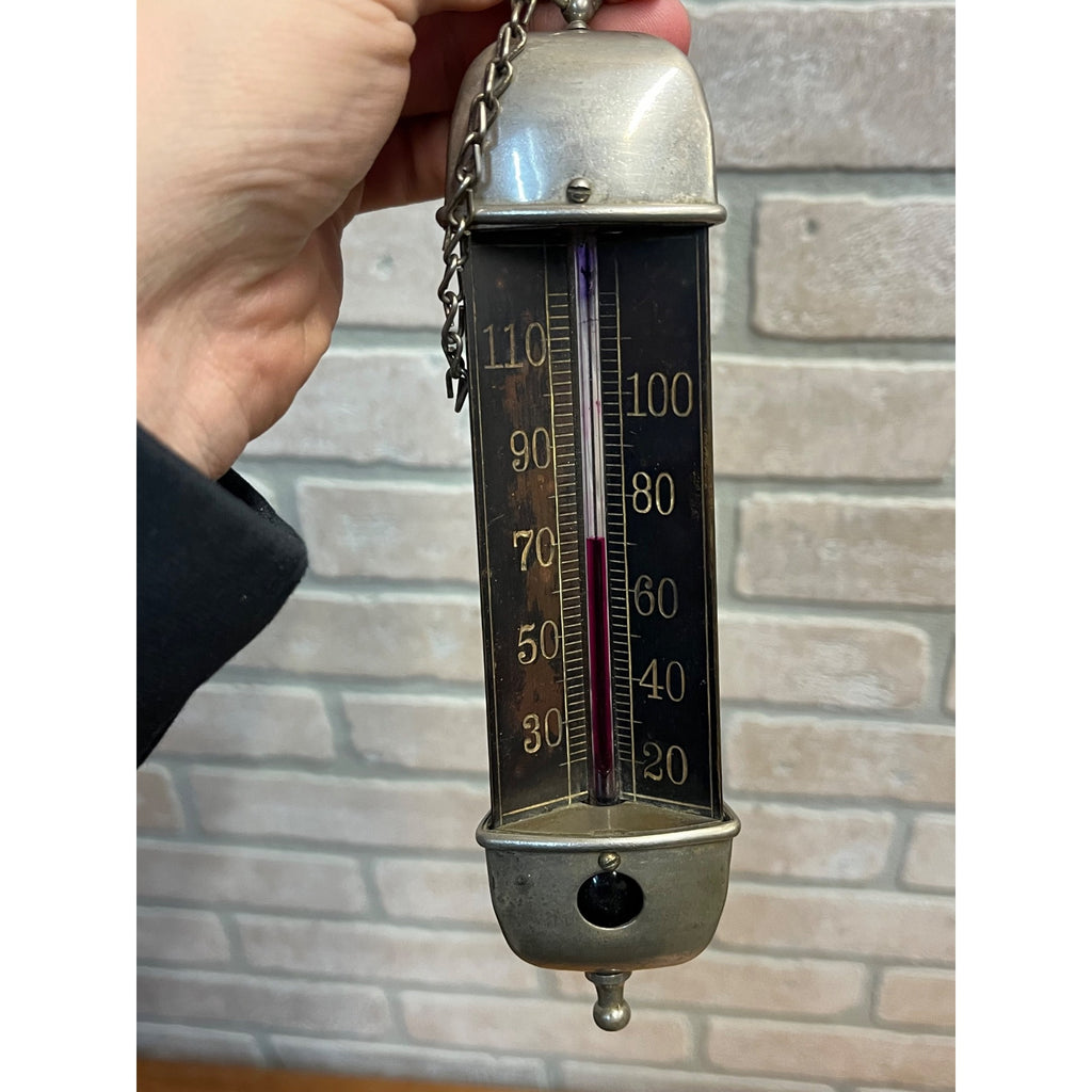 Antique Taylor Bros. 1887 Hanging Chandelier Parlor 3-Sided Radial Therm Temp Gauge