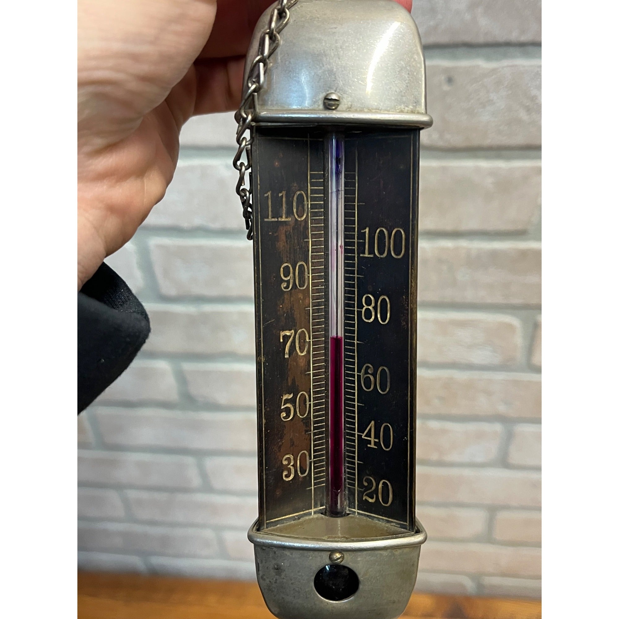 Antique Taylor Bros. 1887 Hanging Chandelier Parlor 3-Sided Radial Therm Temp Gauge