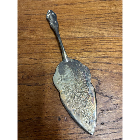 Vintage International Silver Co Merry Christmas Pie Server Silver Plated