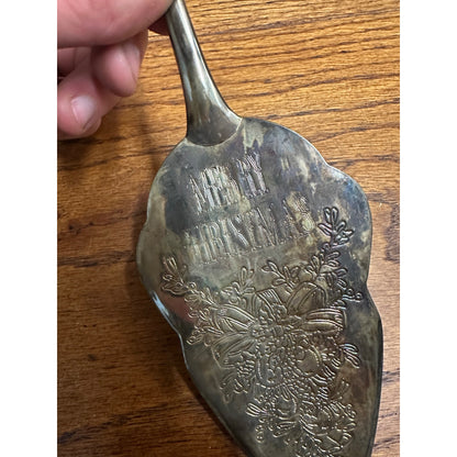Vintage International Silver Co Merry Christmas Pie Server Silver Plated