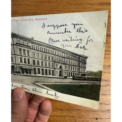 Vintage c1906 T.M.E.R. & L Co Building Milwaukee Wisconsin Wis Original Postcard WI