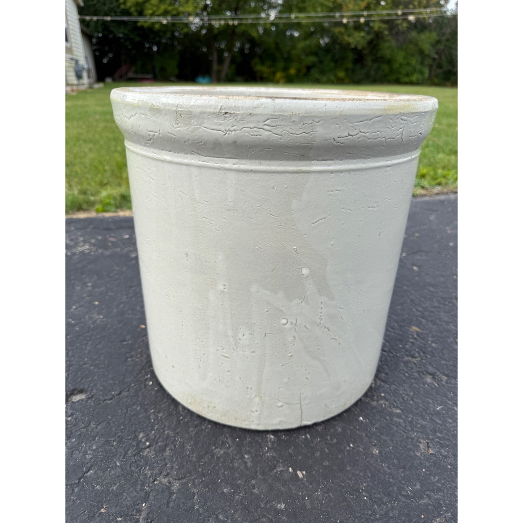 5 Gallon Western White Glazed Stoneware Crock Maple Leaf