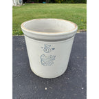 5 Gallon Western White Glazed Stoneware Crock Maple Leaf