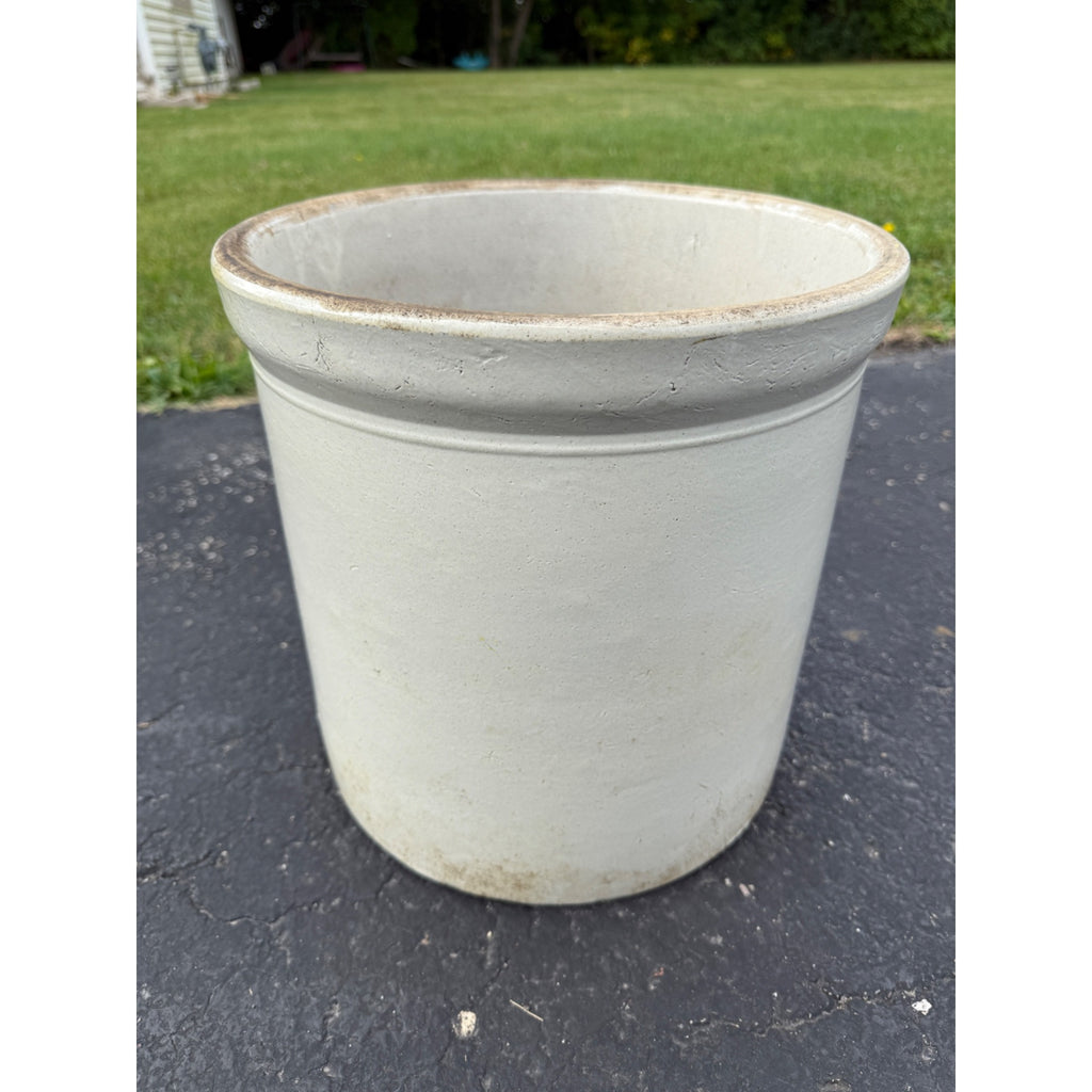 5 Gallon Western White Glazed Stoneware Crock Maple Leaf