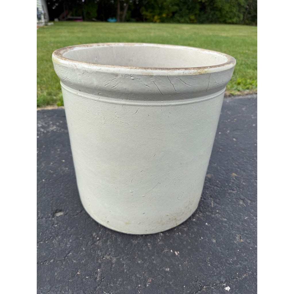 5 Gallon Western White Glazed Stoneware Crock Maple Leaf