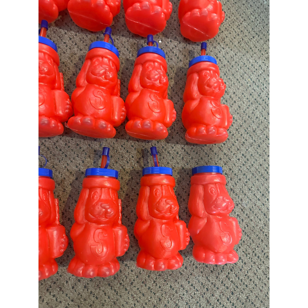 Vintage 1970s-80s Slush Puppy Dog Plastic Cups Lot (24) Retro Souvenir w/ Straws