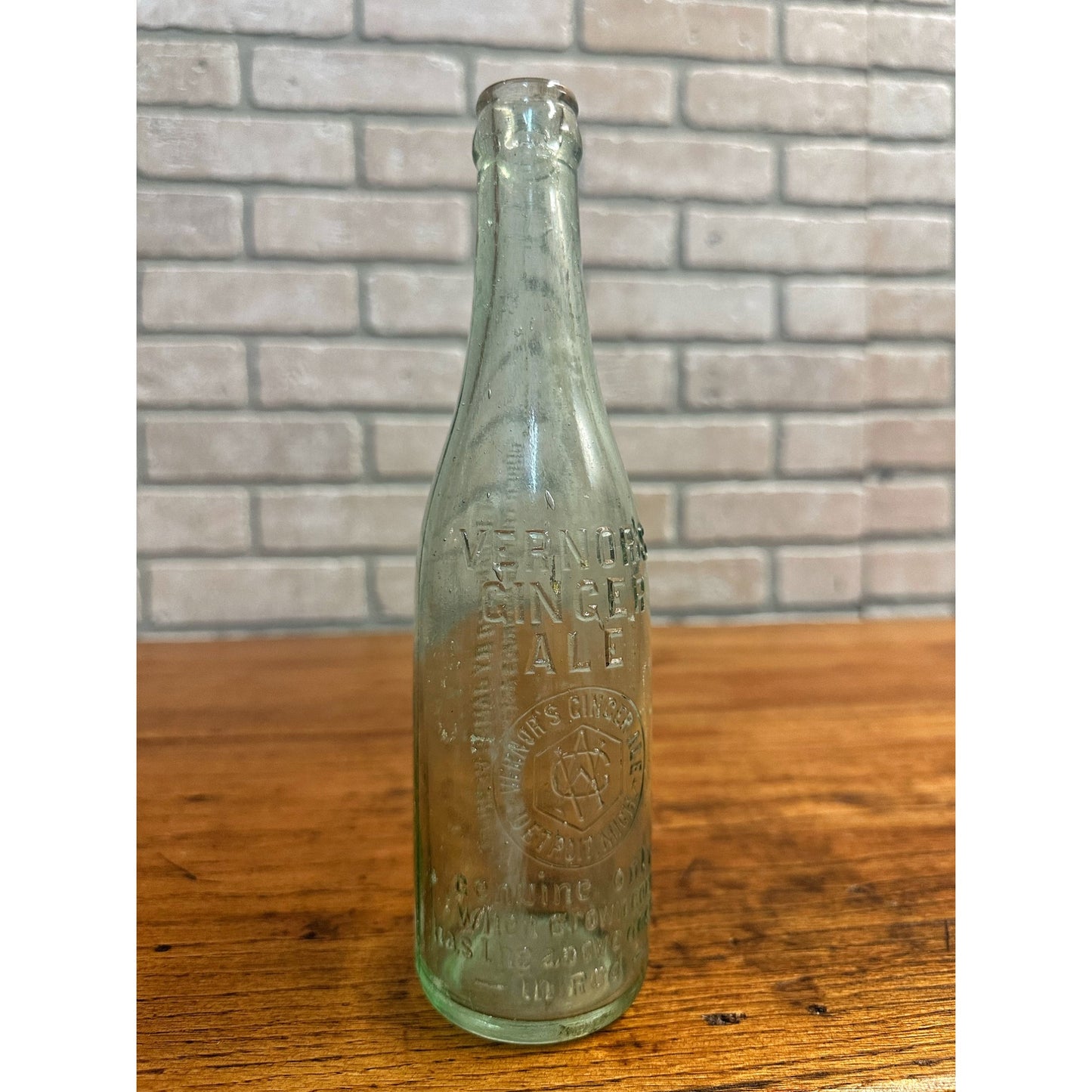 Early 1900s James Vernor's Ginger Ale Soda Pharmacy Embossed Aqua Bottle