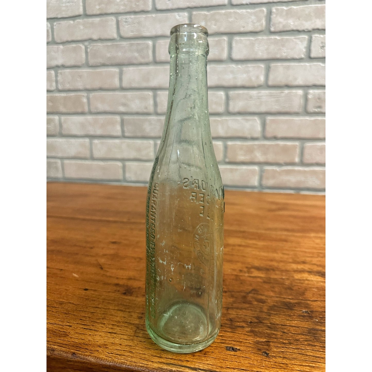 Early 1900s James Vernor's Ginger Ale Soda Pharmacy Embossed Aqua Bottle