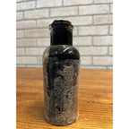 RARE Antique 1880s Old Black Crow Stove Polish Milwaukee, Wis Amber Bottle Label