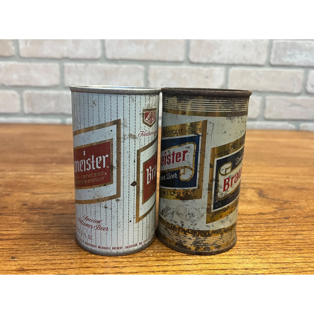 Vintage Braumeister Beer Milwaukee Wis Lot (2) Flat Top Cans - Fair Cond.