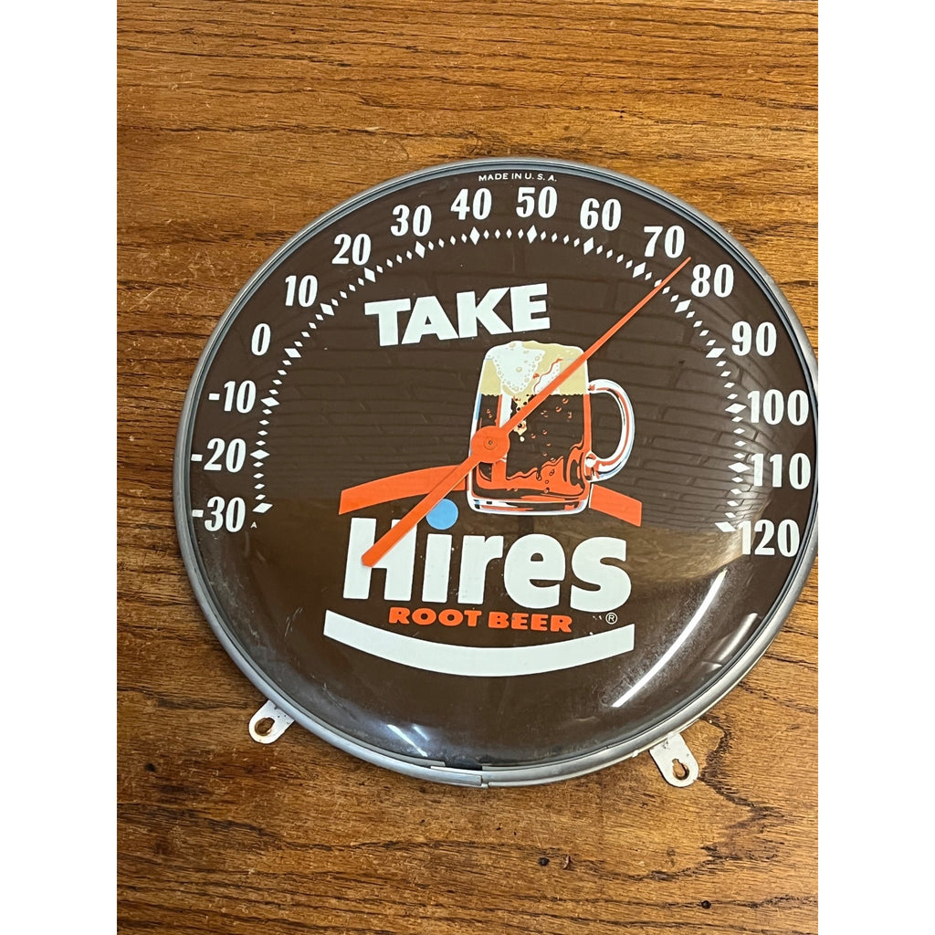 Vintage Original Hires Root Beer 12” Round Glass Thermometer Sign