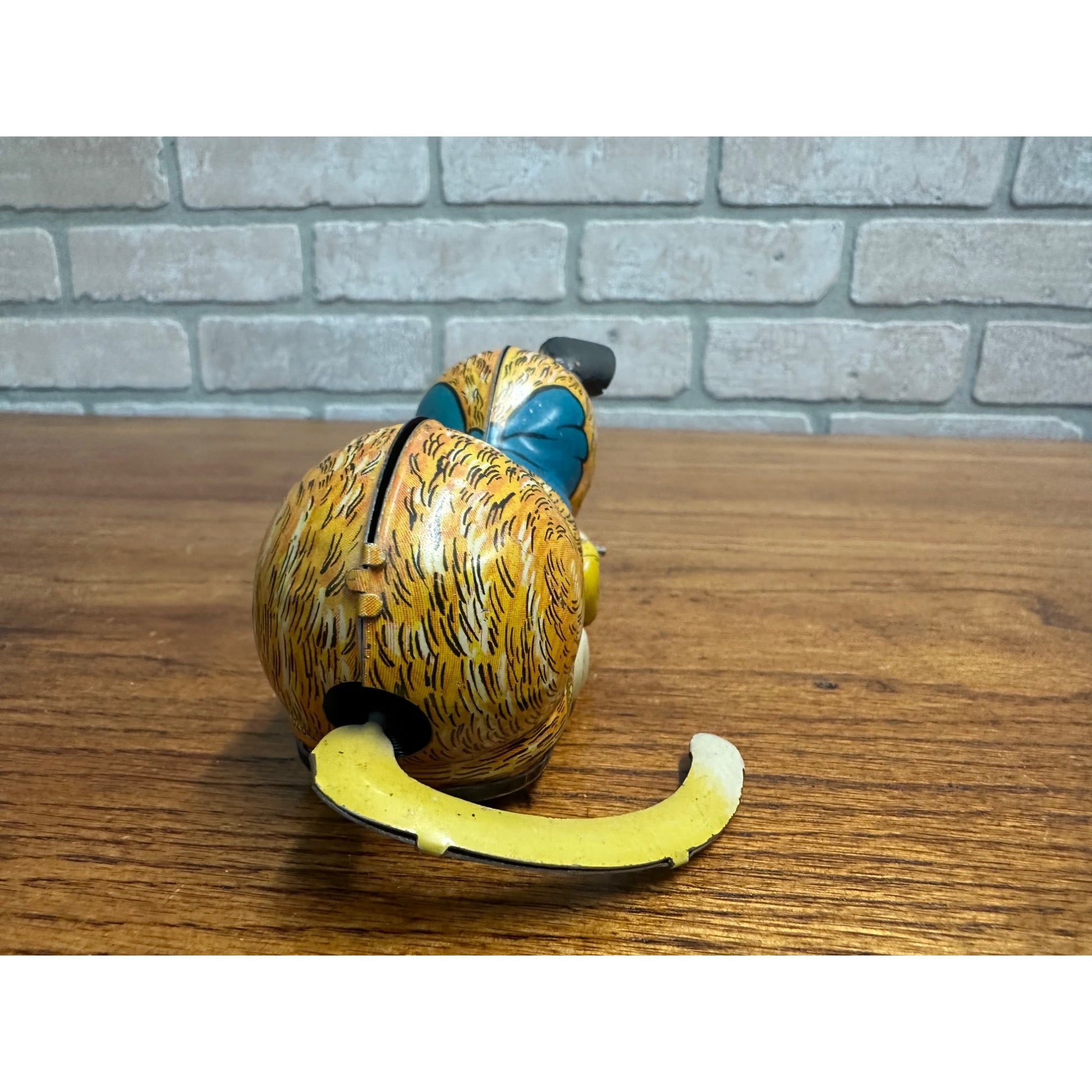 Vintage 1950s Marx Tin Litho Wind-Up Cat Chasing Ball Toy - No Key - As-Is