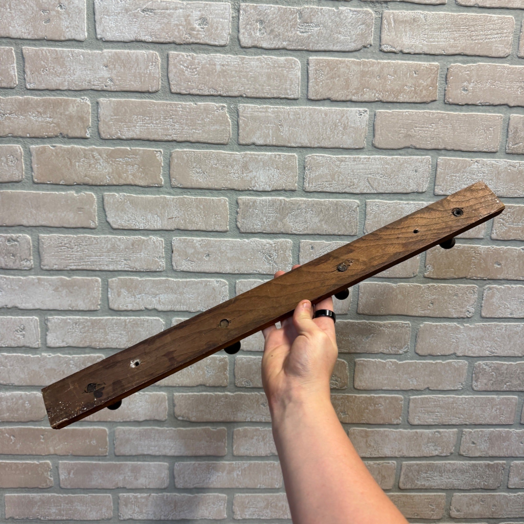Vintage Hand-Made Slim Wooden Peg Wall Rack Primitive Farmhouse Kitchen Decor