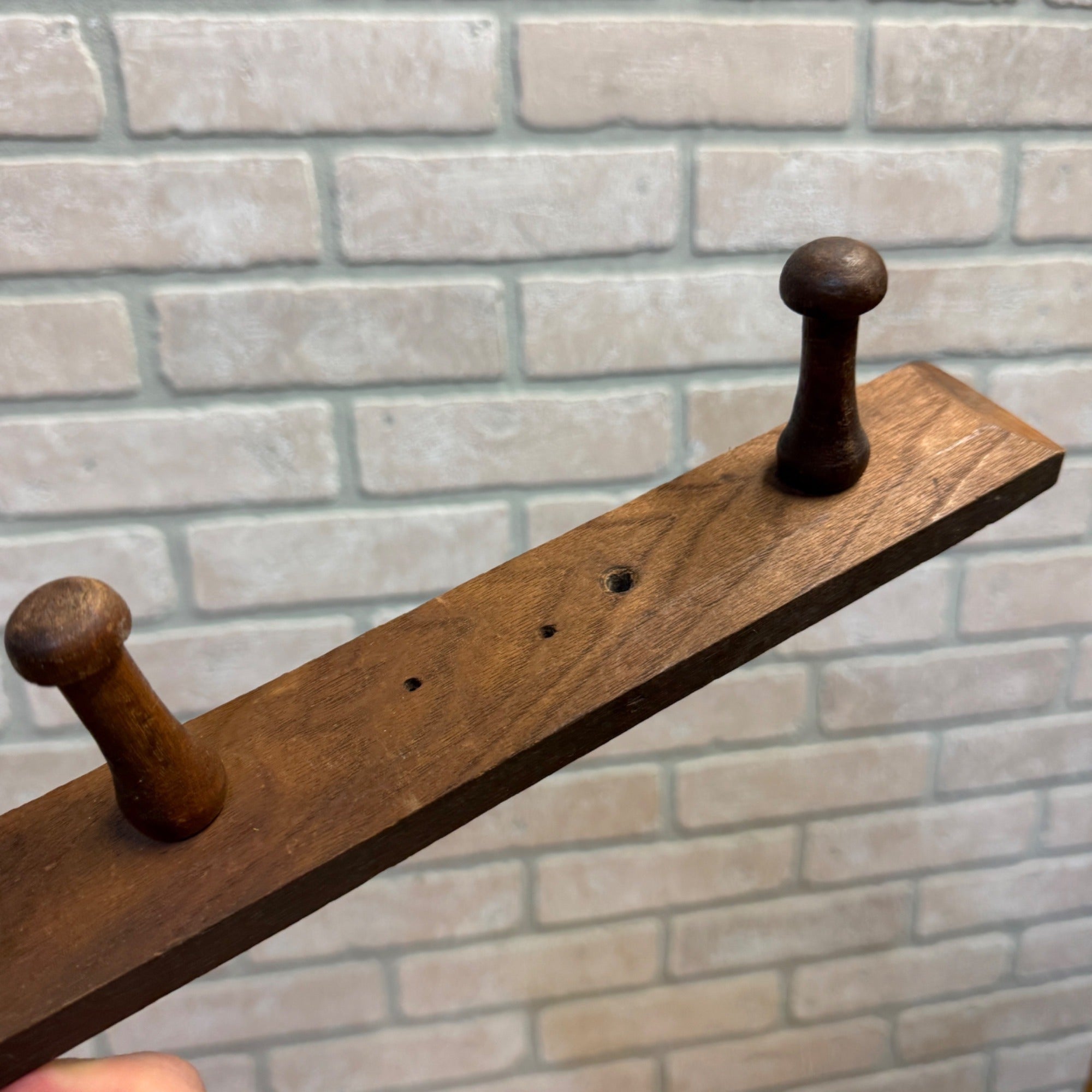 Vintage Hand-Made Slim Wooden Peg Wall Rack Primitive Farmhouse Kitchen Decor