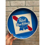 Pabst Blue Ribbon Beer Serving Tray Advertising Blue